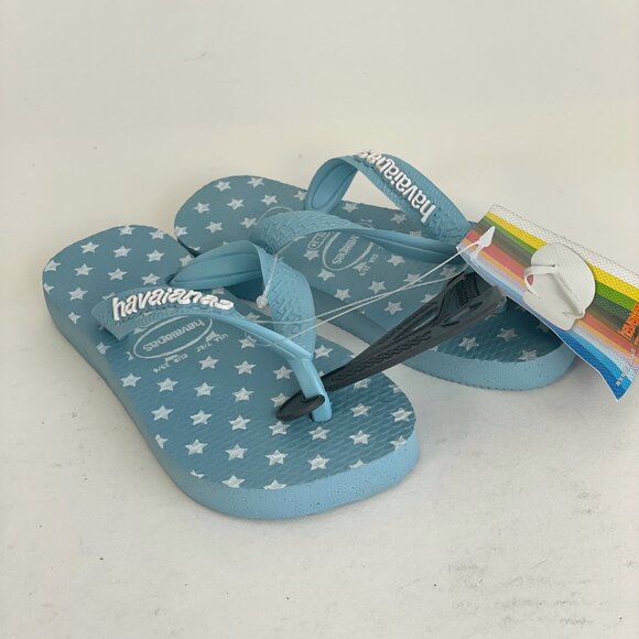 NWT Havaianas Kids Tiny Stars Flip Flops Blue Toddler Size 7/8 Thong Sandals Sum - Picture 8 of 8